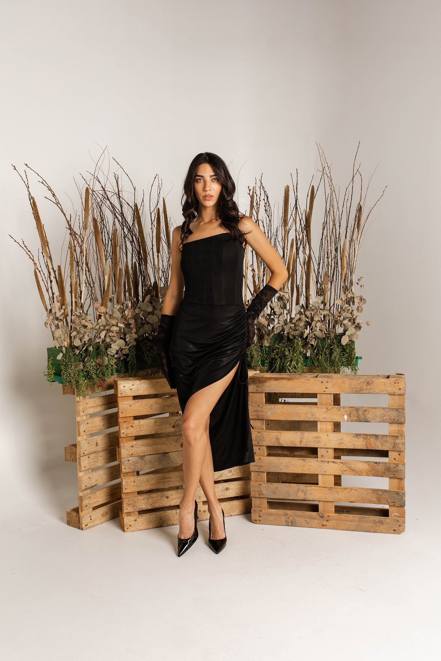 Robe noire en jersey pailleté