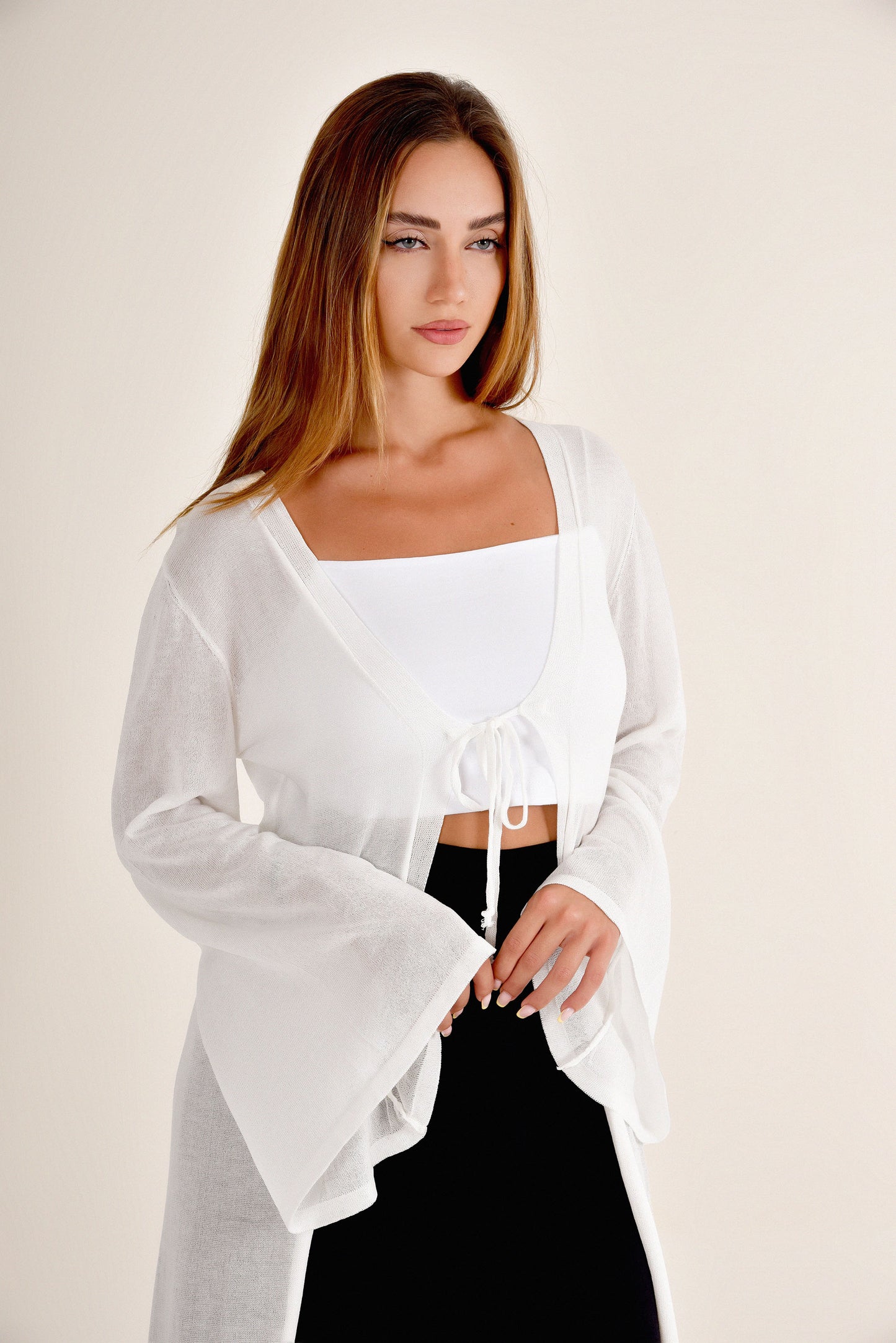Cardigan en coton avec haut court