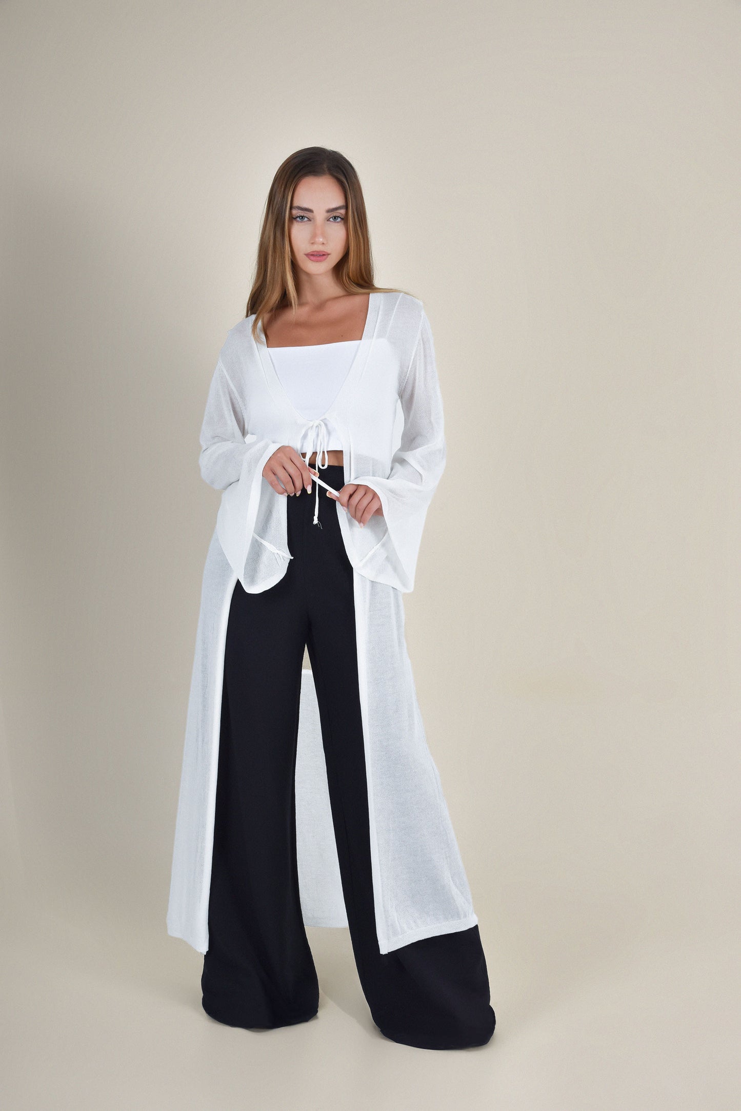 Cardigan en coton avec haut court