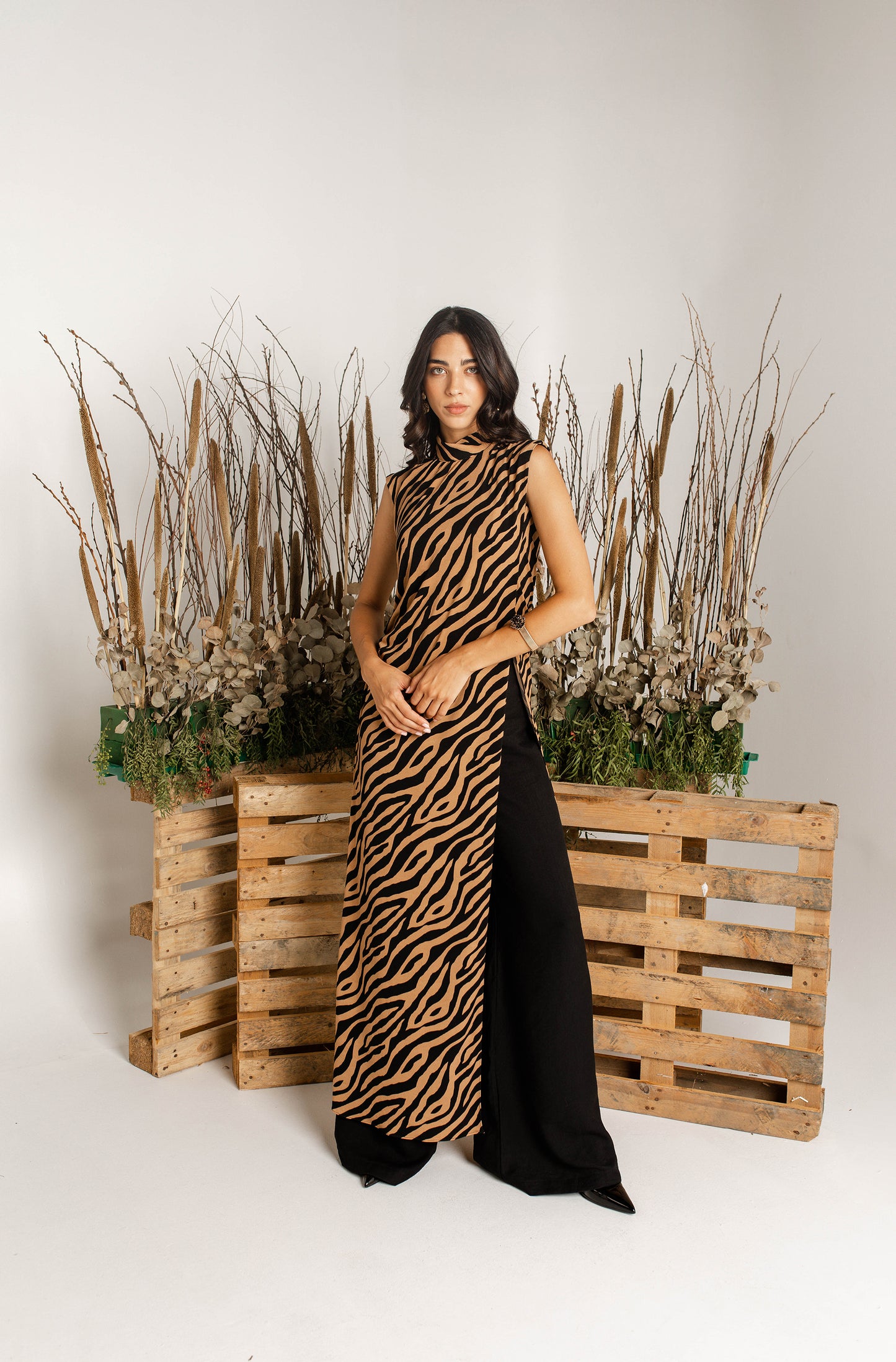 Maxi tiger print top