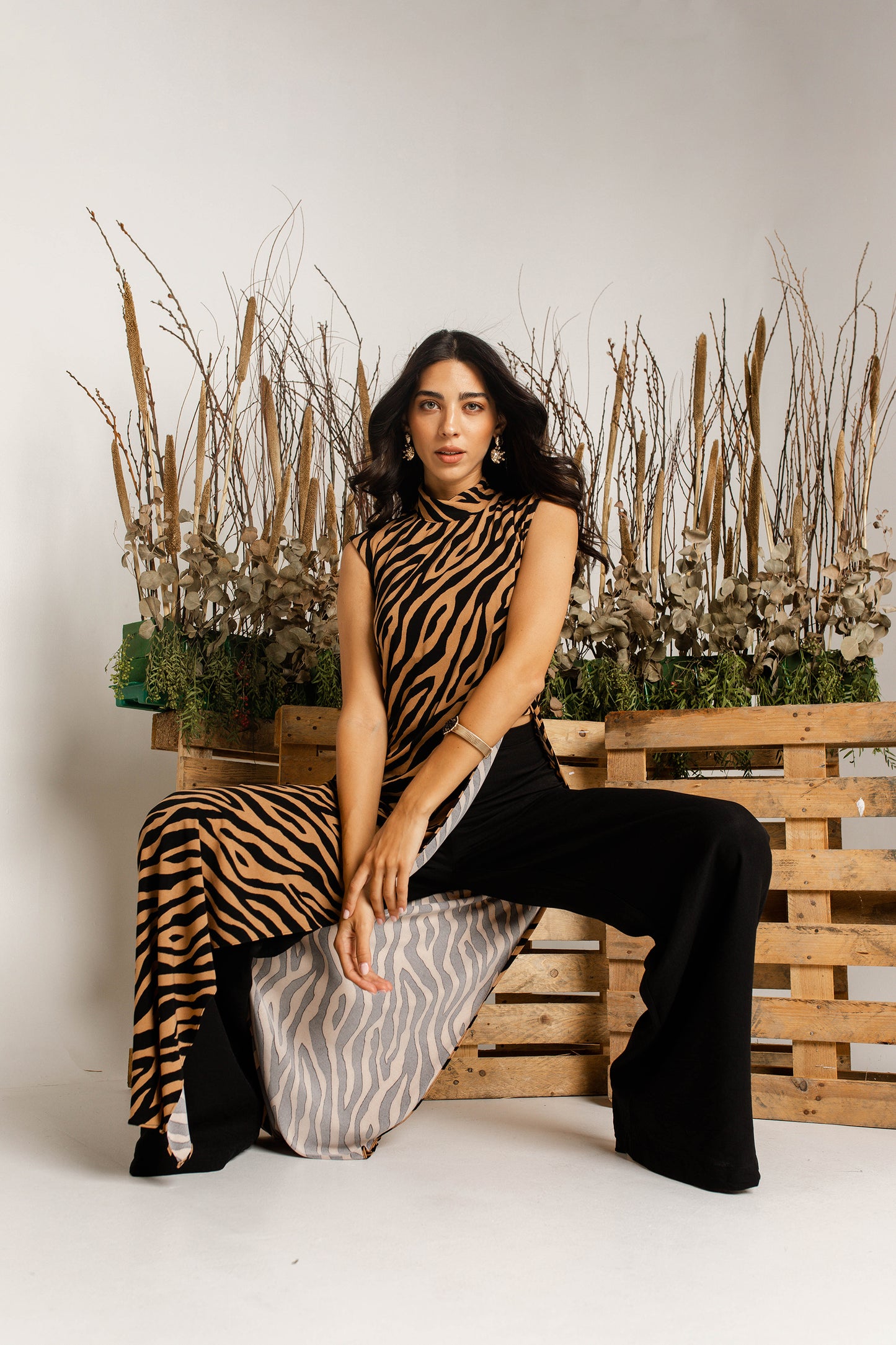 Maxi tiger print top