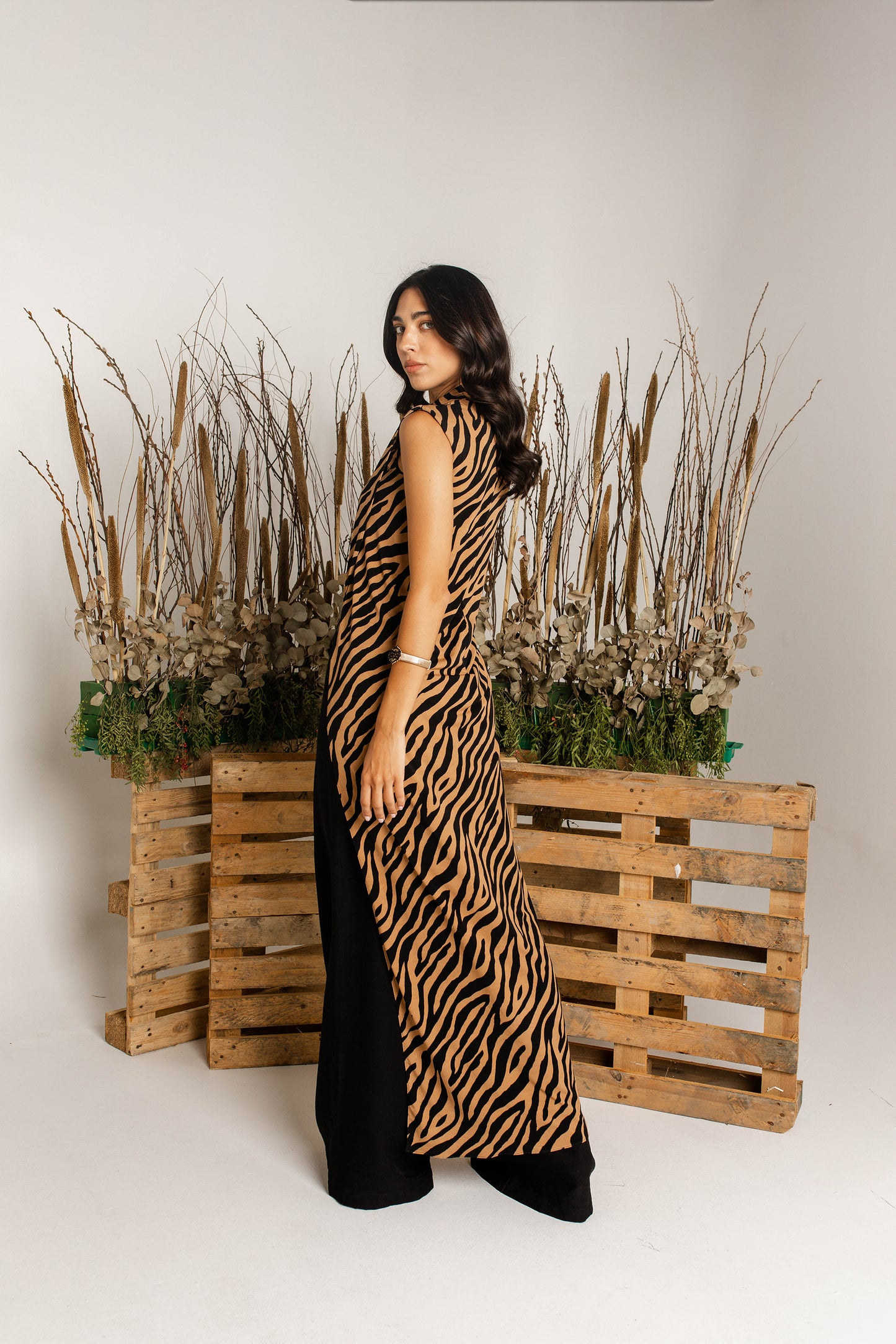 Maxi tiger print top