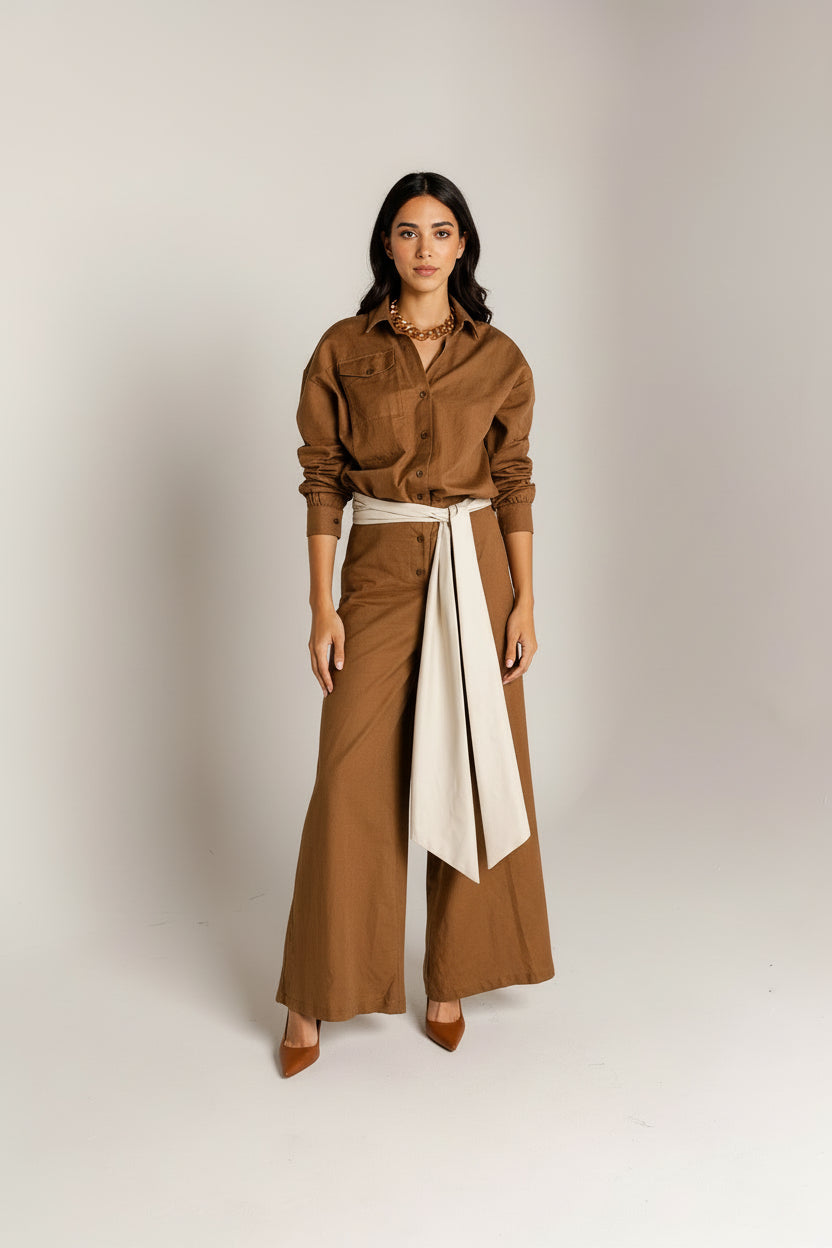 Linen Brown Jumpsuit