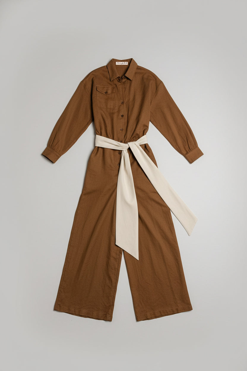 Linen Brown Jumpsuit