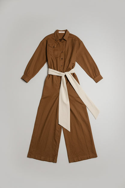 Linen Brown Jumpsuit