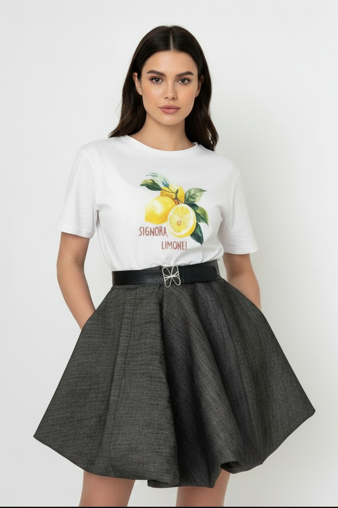 Denim bubble skirt