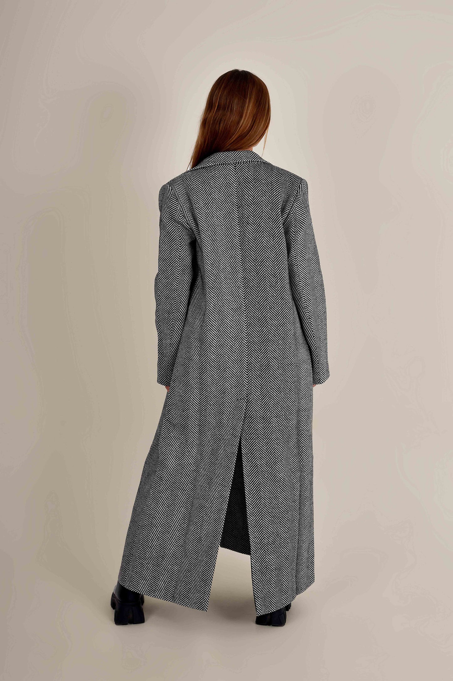 Herringbone Oversized Wool Coat