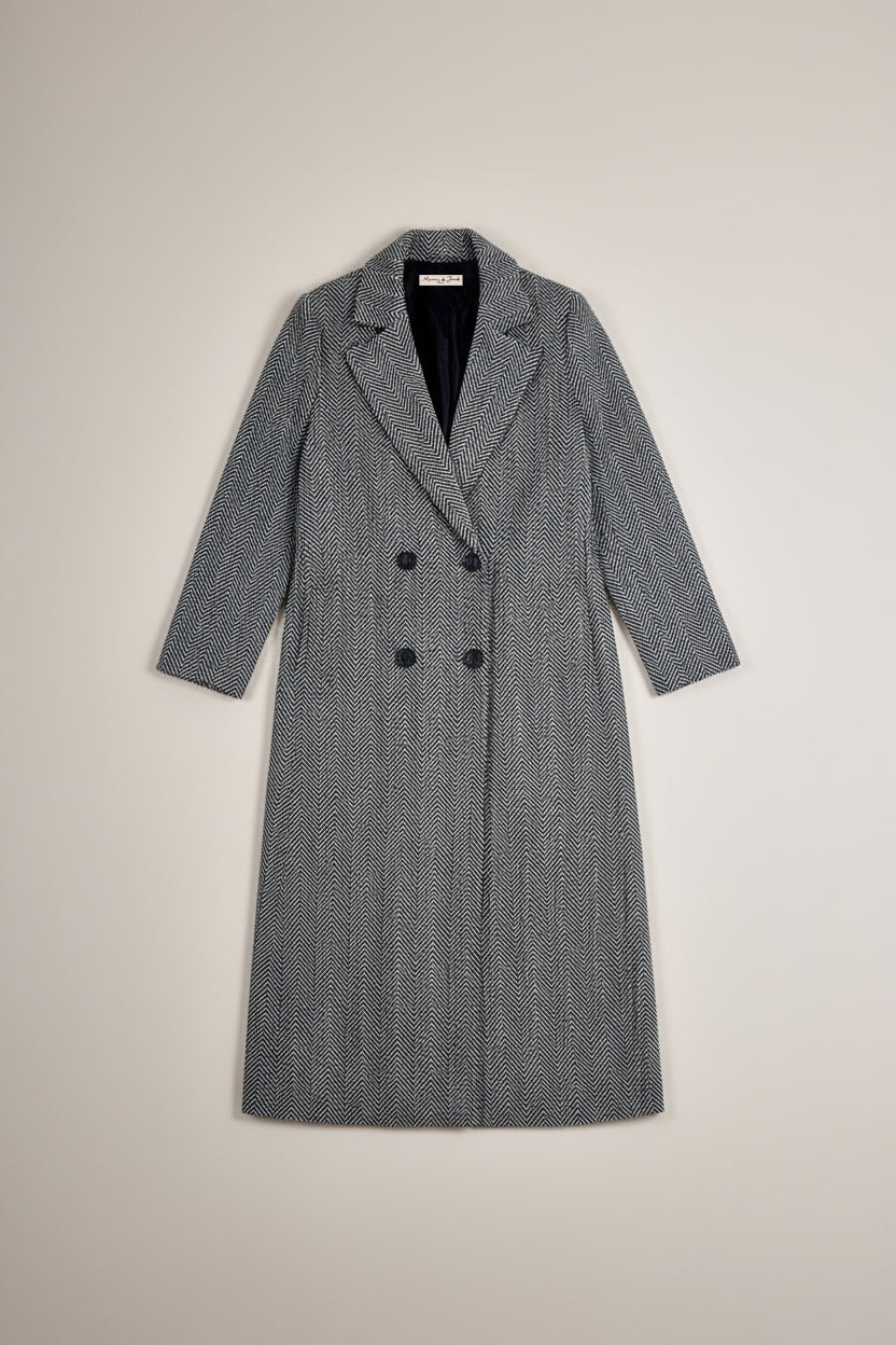 Manteau oversize en laine à chevrons