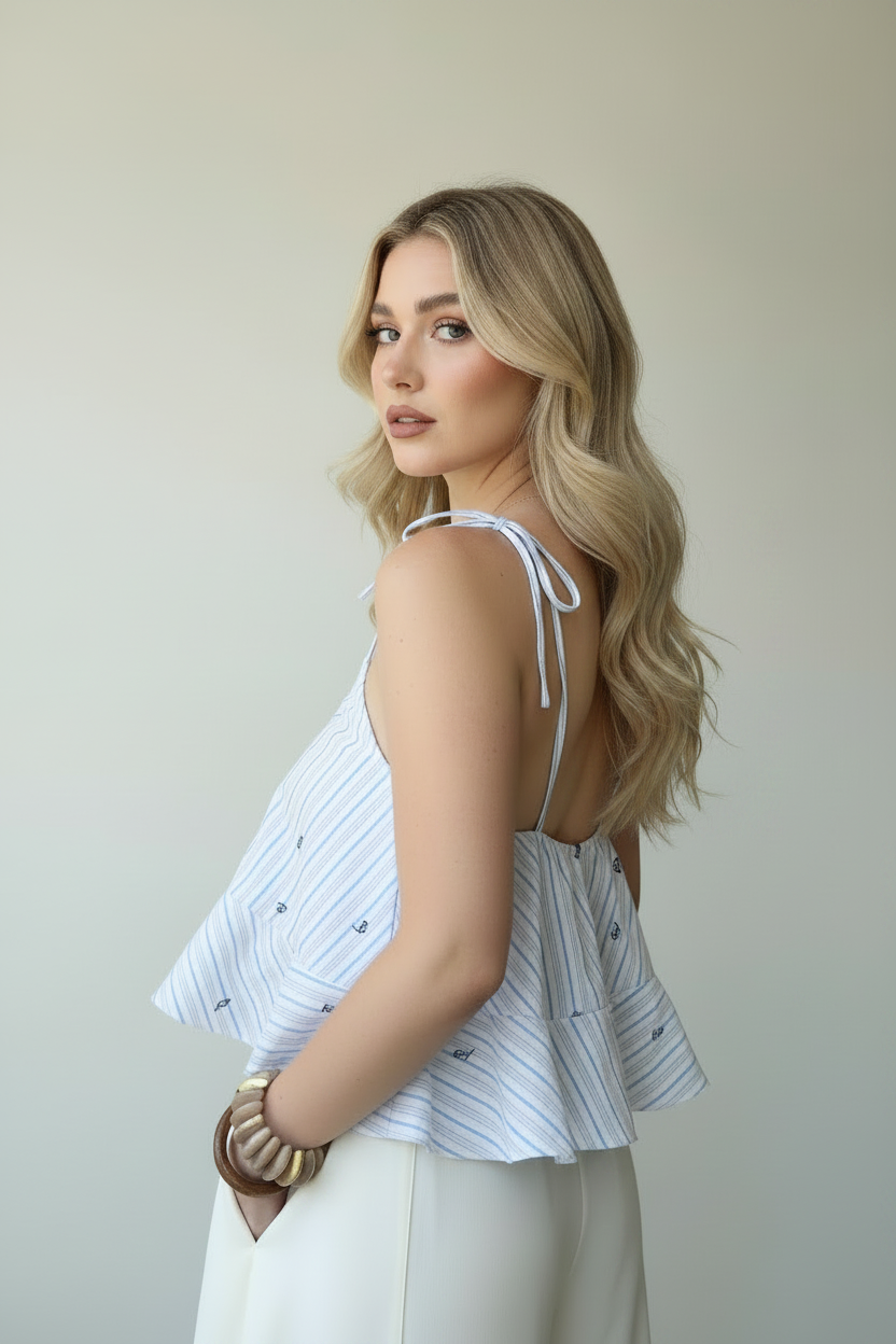 Poplin striped top