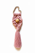 Pink bag charm with bead