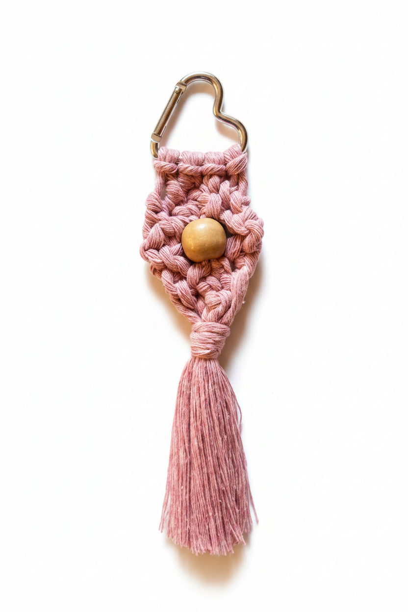 Pink bag charm with bead