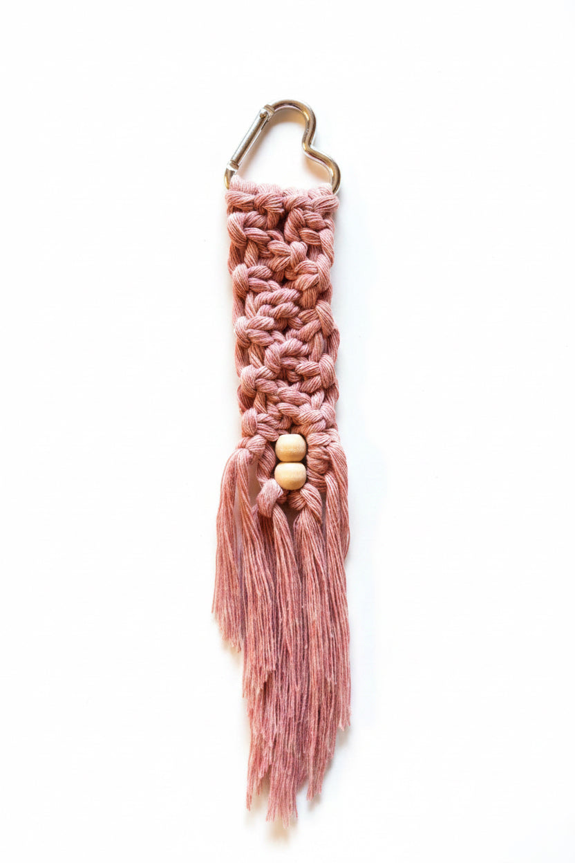 Pink bag charm with beads