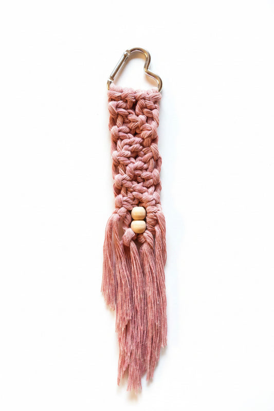 Pink bag charm with beads