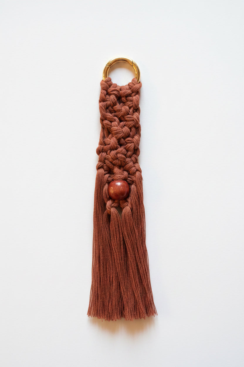 Terracotta bag charm with bead
