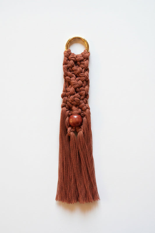 Terracotta bag charm with bead