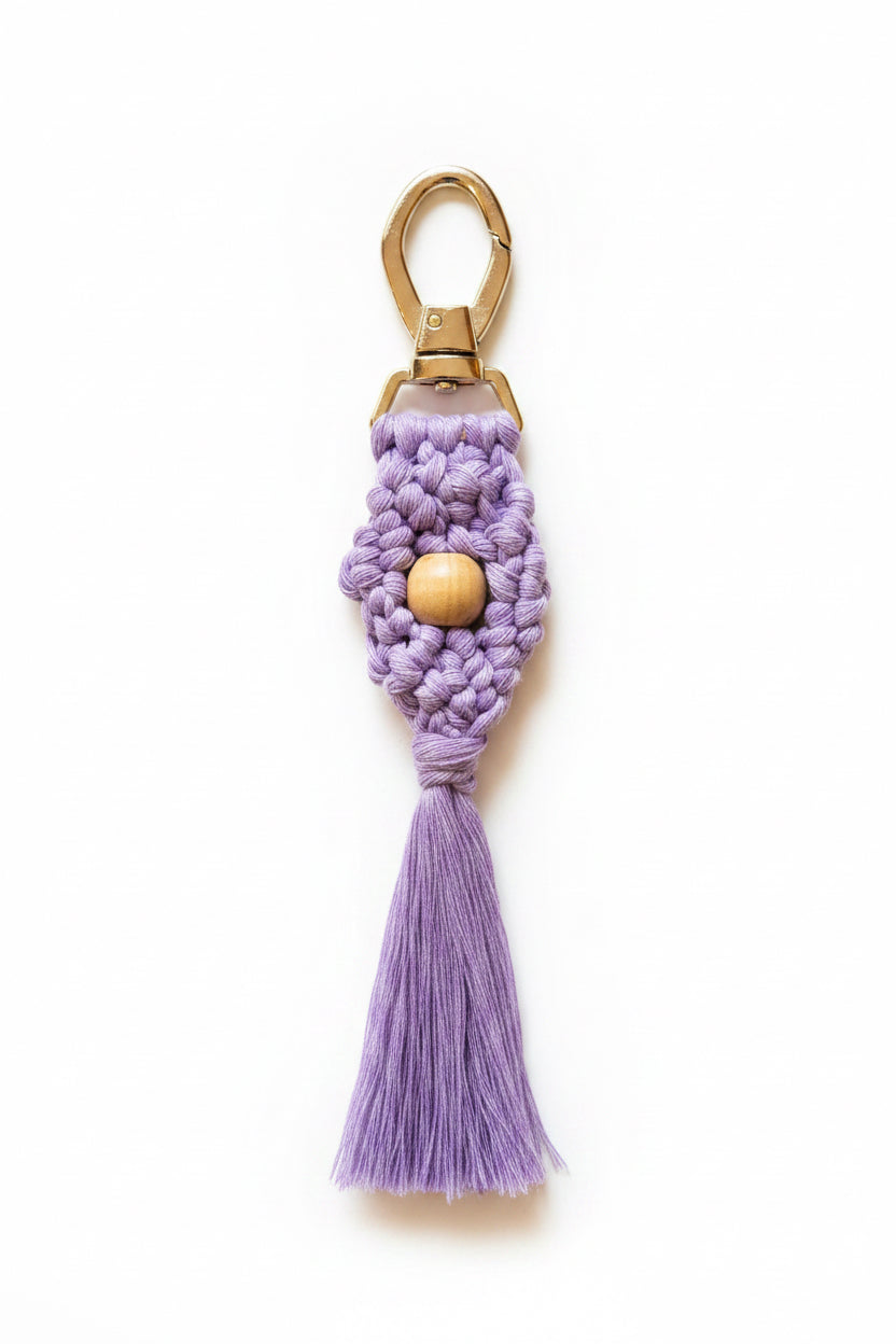 Lavender bag charm with bead