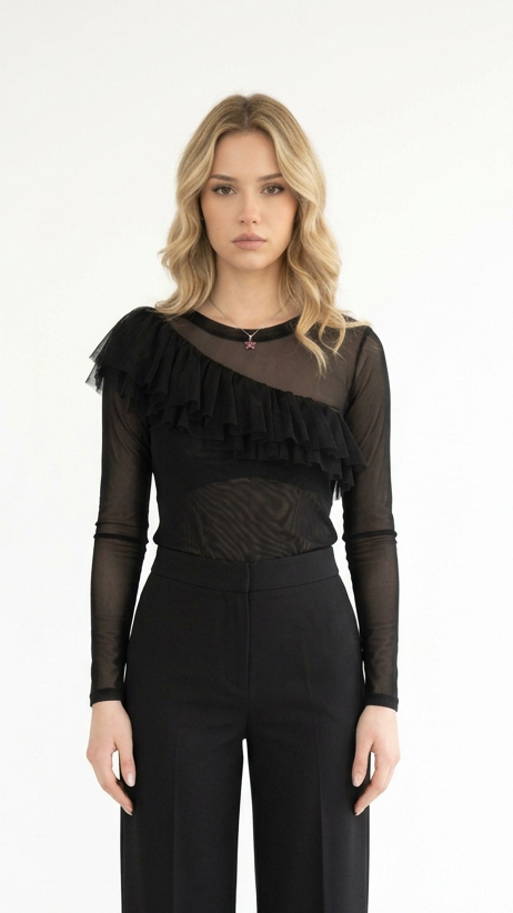 Ruffled tulle top