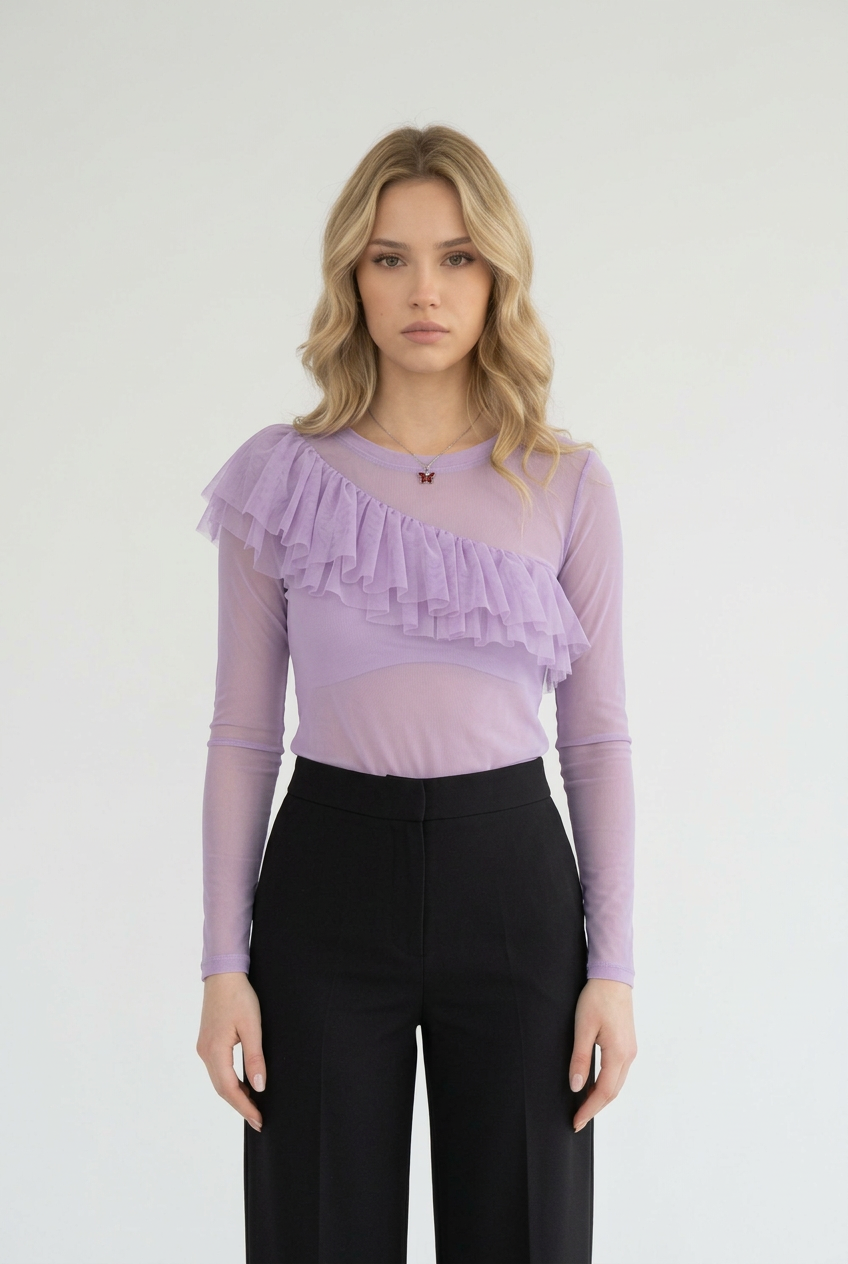 Ruffled tulle top